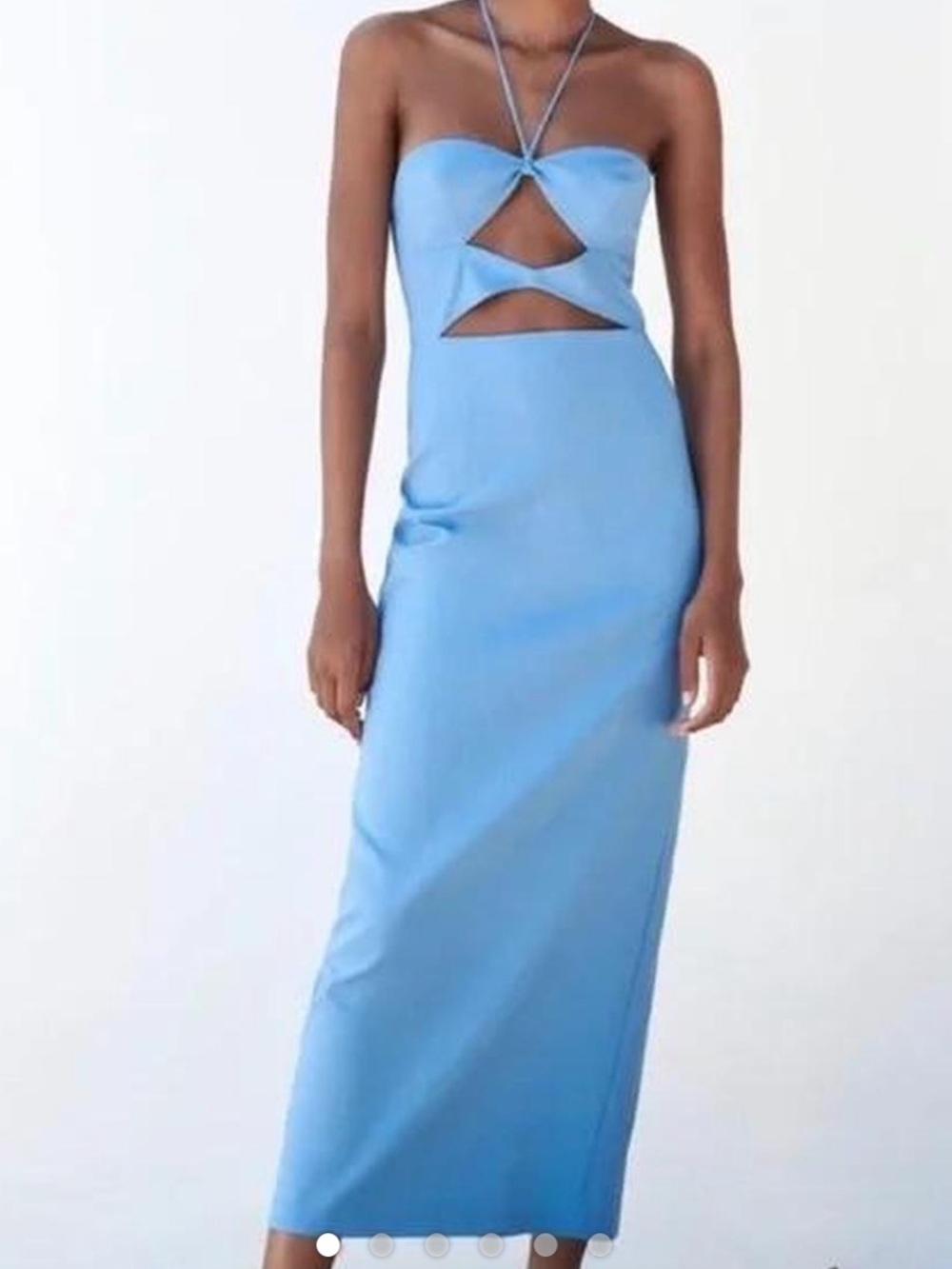 Strapless Cutout Maxi Dress in Light Blue